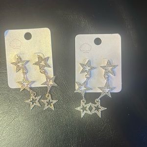 Star earring silver or rose gold rhinestone